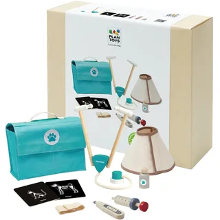 PlanToys Tierarzt Set - Tierarzt Spielzeug für Kinder mit 3 medizinischen Geräten und Aufbewahrungstasche