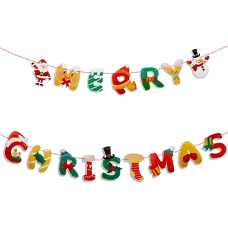 Merry Christmas Girlande Weihnachtsdeko,Girlande Frohe Weihnachten,Weihnachten Bunting Banner,Hängende Papiergirlande Merry Christmas,Für Weihnachtsparty,Weihnachtsdeko,Wand Innen Außen Dekoration