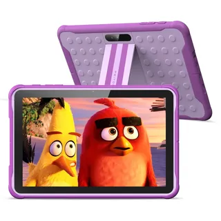 PRITOM 10 Zoll Android 13.3G Phone Tablet, Kindersicherung, WiFi, 6000 mAh, Quad Core Prozessor, 2GB RAM,64GB ROM, HD IPS Bildschirm, für Kinder mit Tasche (Lila)