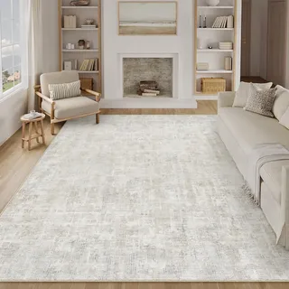 PureCozy Beige Grau Teppich Wohnzimmer 200x300 Schlafzimmer Teppiche Waschbarer rutschfest Boho Abstrakt Carpet Wohnzimmerteppich Esszimmer Büroteppich Groß Kurzflor Weich Carpets