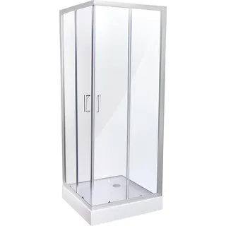 Belvit Duschkabine Eckdusche mit Schiebetüren und Duschwanne 100x100x200cm