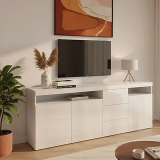 borchardt Möbel Sideboard 200 x 72 x 35 cm Weiß / Glänzend