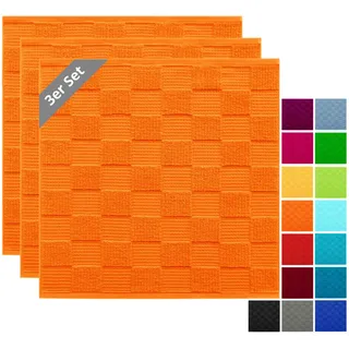 Lashuma Geschirrtücher 100% Baumwolle - Küchenhandtücher & Geschirrhandtücher 50x50 cm Waffelpique & Frottee Orange, 3er Set