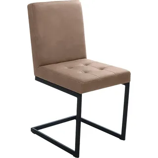 Esszimmerstuhl K+W KOMFORT & WOHNEN "Freischwinger", beige (sand 35), 1 Stk., Microfaser, Stühle, Esszimmerstuhl, Freischwingergestell aus Vierkantrohr schwarz, hoher Sitzkomfort