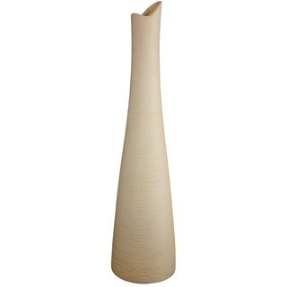 GILDE große Deko Vase XXL - große Halsvase aus Keramik - für einzelne Blüten Gräser - Geschenk Weihnachten Geburtstag Hochzeit - Farbe: Creme Höhe 51 cm