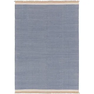 benuta Wollteppich Karla, rechteckig, Höhe: 5 mm, Kunstfaser, Berber, Ethno-Style, Wohnzimmer blau 200 cm x 300 cm x 5 mm