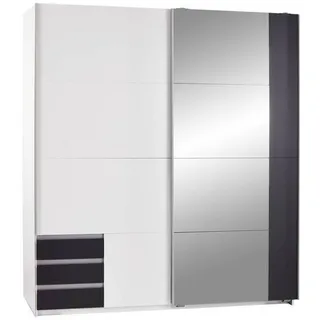 WIMEX Emden 180 x 198 x 64 cm weiß/graphit mit Spiegel und Schubladen