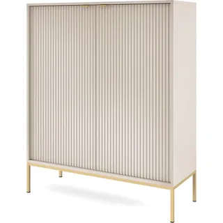Selsey VELLORE - Highboard 2-türig, Greige mit goldfarbenem Gestell, 104 cm - Taupe