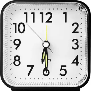 Nutabevr Leise Ohne Ticken Wecker, Analog Seniorenwecker mit Nachtlicht, Schlummerfunktion, Kinder Tragbarer Wecker, Einfache Bedienung Batteriebetrieben, Einfach Stil, für Büro, Reisen, Wohnzimmer