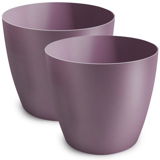 TULMERO Blumentopf matt, Pflanzkübel aus Übertopf Kunststoff Dekorativer Topf für, groß und klein Pflanzen, 2er-Set blumenkübel, blumenkübel kräutertopf, (2 Pack) Violett, ø 12 cm