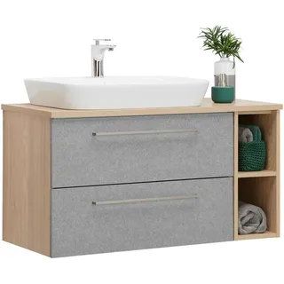Stylife Waschtischkombi , Grau , Metall , 2 Schubladen , 102.3 cm , Made in Germany , hängend , Badezimmer, Waschbecken & Armaturen, Waschtische