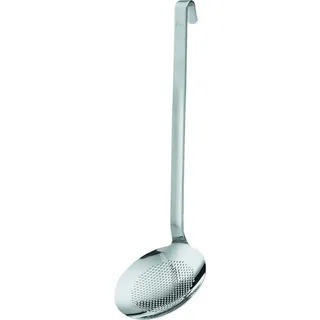 Rösle Schaumlöffel flach fein gelocht, Hochwertiger Abseihlöffel mit Hakengriff, Edelstahl 18/10, Spülmaschinengeeignet, Silber