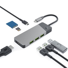 Bild Connect USB C HUB 7-in-1 USB-C Multiport Adapter mit USB Typ-C auf HDMI 4K, USB-C 85W, SD, TF, 3X USB 3.0 Power Delivery für MacBook Pro, Air, Dell XPS, Lenovo Thinkpad, HP Laptops Mehr