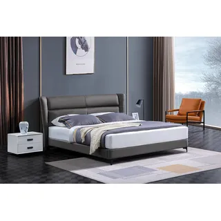 Luxus Bett Lederbett Polsterbett Bettkasten Doppel Schlafzimmer Ehebett Betten - Grau
