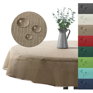 Outdoor Tischdecke Gartentischdecke wasserfest wetterbeständig rutschfest waschbar Outdoortischdecke Weichschaum Garten Balkon Camping Party Tischdeko Typ883 Cappuccino 140 cm rund