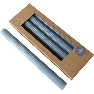 Boltze Stabkerze Classic (4-tlg., blau, 25 cm, aus Wachs, geriffelte Oberfläche, klassisches Design, Stabkerze, Kerze, blaue Kerze, Deko) 2048496