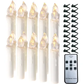 YJY LIGHT Christbaumkerzen LED mit Fernbedienung 20er, Dimmbar & Timer, Clip & Drehbar, 3000K warmweiß IP64 Wasserfest – batteriebetriebene Weihnachtsbaumkerzen Kabellos für Weihnachtsbaum Tannenbaum