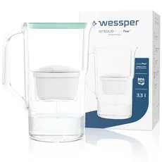 Wessper Wasserfilter Kanne 3,3 liter, mit LED-Zählwerk, Wasser Karaffe Wasserfilter mit Filter, Aktivkohle Kartusche Wasserfilter Reduziert Kalk und Chlor, BPA-Free Wasser Filterkanne – Minze