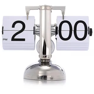 Aoonar Digitale Flip-Down-Uhr, Digital Retro Tischuhren Edelstahl Minimalistische Mechanische Auto Flip Clock, 16X21CM Schreibtischuhr Für Zuhause Wohnzimmer (Weiß)