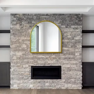 MirrorOutlet Moderner Wandspiegel aus Metall, gewölbt, modern, gewölbt, 100 x 100 cm, geeignet für Schlafzimmer, Wohnzimmer, Ankleidezimmer und Wohnräume.