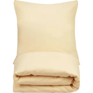 Bettwäsche 80x80 cm + 140x200 cm, gold, 80 % Baumwolle, Design: 2 mm Streifen - Gold