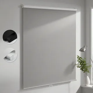 Joydeco Verdunklungsrollo Klemmfix ohne Bohren (Dunkelgrau, 45x100 cm) – Thermorollo mit 100% Sichtschutz & Sonnenschutz, kabellos & abnehmbar, Rollos Für Fenster im Schlafzimmer und Wohnzimmer