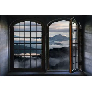 queence Wandsticker »Wolkendecke« Wandsticker, Wandbild, selbstklebend, 3D, Fenster, grau