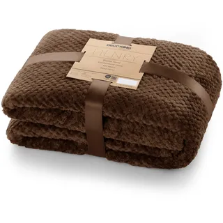 DecoKing Kuscheldecke 70x150 cm braun Decke Microfaser Wohndecke Tagesdecke Fleece weich sanft kuschelig skandinavischer Stil Schoko Henry