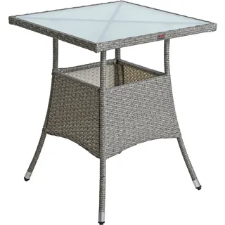 Estexo Polyrattan Balkontisch Rattan Tisch Beistelltisch Gartentisch 60 cm Grau-Mix