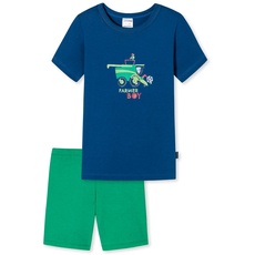 Schiesser Jungen Schlafanzug Set Pyjama Kurz - 100% Organic Bio Baumwolle - Größe 92 Bis 140 Pyjamaset, Blau Bedruckt_179018, 92