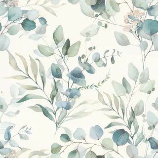 Rasch Textil Kindertapete Eukalyptus Kids World II 10 m x 0,53 m Vlies 300 g Grün/Weiß/Türkis