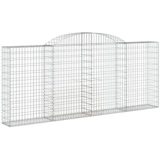 vidaXL Gabione mit Hochbogen 300x30x120/140 cm Verzinktes Eisen - Silber