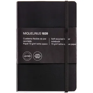Miquelrius Notizbuch Leather ca. DIN A6 kariert, schwarz Softcover 200 Seiten, 1 St.