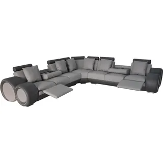 Ecke Leder Modern XXL Couch Wohnlandschaft Ledersofa Sofa L-form A1163 III - Grau