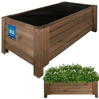 KOTARBAU® Blumenkasten - 79 x 39 x 30 cm - Pflanzkasten mit Vlies - Pflanzkübel groß außen - Balkon Sichtschutz - Blumenkästen für Garten & Terrasse - Blumenkübel aus Kiefernholz - Braun