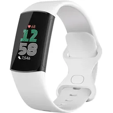TiMOVO Armbänder Kompatibel mit Fitbit Charge 6/Fitbit Charge 5 Bänder, Süßes Weiches TPE Uhrenarmbänder Sport Ersatzarmband für Damen Herren, Weiß