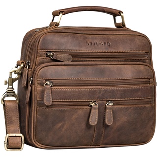 STILORD 'Veland' Vintage Messenger Bag für Herren Echtleder Männer Businesstasche klein Kameratasche Leder Umhängetasche Herren, Farbe:mittel - braun