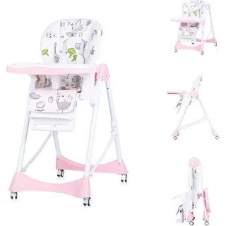 Chipolino Kinderhochstuhl Bambino Fußstütze verstellbar klappbar Sicherheitsgurt rosa - Rosa