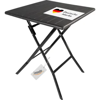 Klapptisch in Holz-Optik, schwarz, Balkontisch mit Tischplatte 62 x 62 cm (L x B) - Schwarz