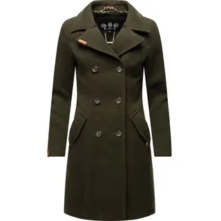 Marikoo Damen Mantel in Wollmantel-Optik langer Trenchcoat mit Reversekragen Nanakoo Dark Green Gr. 4XL - 4XL