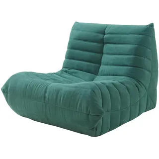 [en.casa] Relaxsessel Kodsø Mikrofaser 90 x 75 x 100 cm Grün mit Hocker