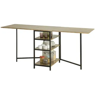 SoBuy FWT62-N klappbarer Esszimmertisch mit 3 Ablagen Klapptisch Küchentisch Holztisch Industrie-Design BHT ca.: 180x77x60cm