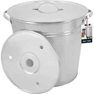 KOTARBAU® Einkochtopf groß mit Deckel & Zwischenboden 32l Stahl verzinkt Zinkeimer großer Kochtopf 25 Liter Suppentopf Gulaschkessel Kocheimer