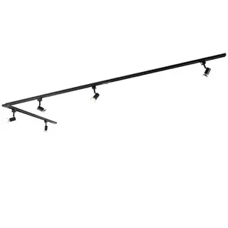 Qazqa Modern Schienensystem Lampen Komplettset, Schienenbeleuchtung, Deckenstrahler, Deckenspot - Iconic Jeany - Schwarz, 5-flammig, 300cm, Ideal als Küche lampe und