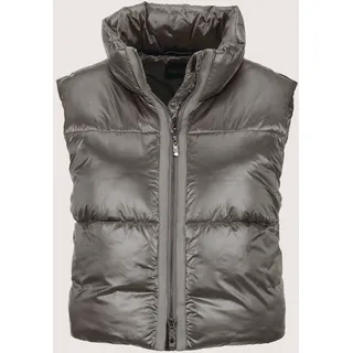 Kurzweste MADELEINE "Steppweste Sommerweste mit Glanz-Finish", Damen, Gr. 42, grau (graphit), Obermaterial: 100% Polyamid PA., Modern, normal, Westen Kurzweste, Wattierte Steppweste in Kurzform