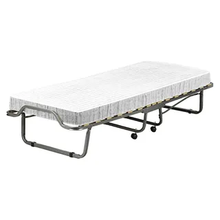 Dpiate-Klappbett, Feldbett mit 15 Lattenrosten, inklusive Matratze, platzsparendes Kinderbett, 100 % Italy, 80 x 190 x 39 cm, inklusive Schutzhülle - Weiß