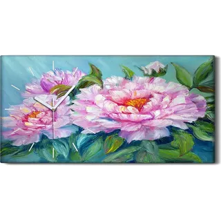 Küche Wohnzimmer Wand Leinwand Uhr 60x30 Gemälde Blumen Pflanzen Kunst - weiße Hände