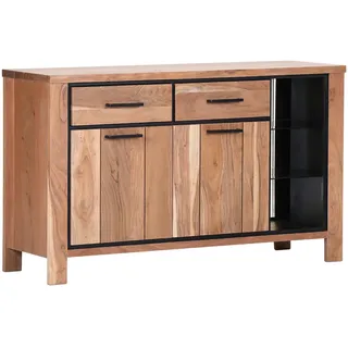 Landscape Sideboard , Akaziefarben , Metall , Akazie , massiv , 3 Fächer , 2 Schublade(n) Schubladen , 135x80x44 cm , Typenauswahl, Beimöbel erhältlich, stehend, Beleuchtung , Holzmöbel, Kommoden Holz, Sideboards Holz