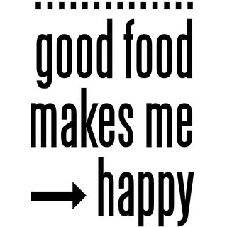 queence Wanddekoobjekt »Good food makes me - happy« Stahlschild, Blechschild, Spruch, Witzig, Wanddeko, retro, 20x30cm, schwarz