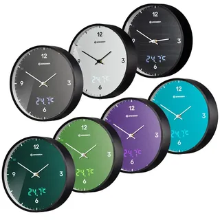 Bresser Mytime Led-wanduhr Mit Temperaturanzeige - Blue - One Size